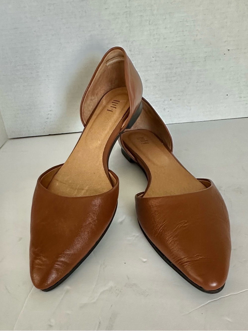 Women's Brown Leather JJill  D'Orsay Open sided Flats Size 9